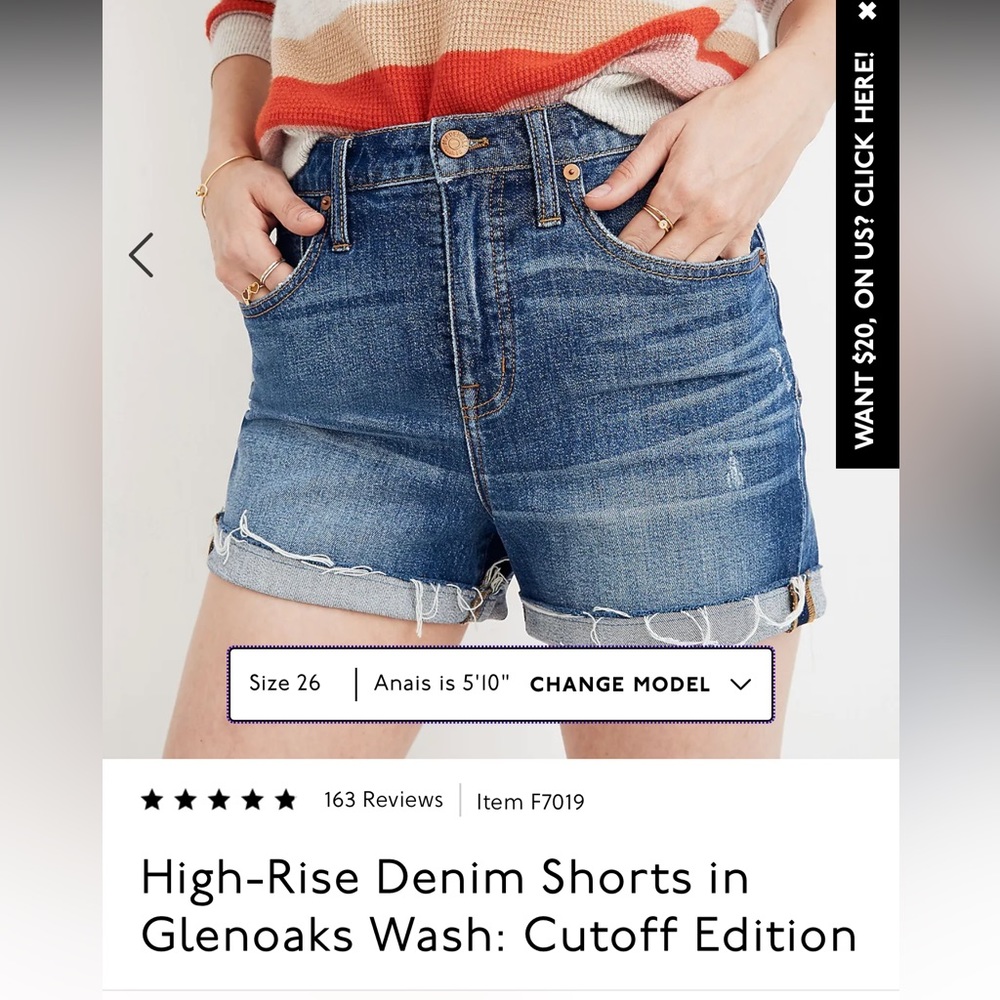 Madewell High-rise denim shorts in Glenoaks wash: cutoff edition